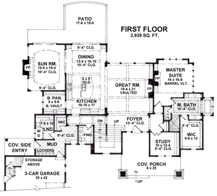 House Plan 42661 First Level Plan