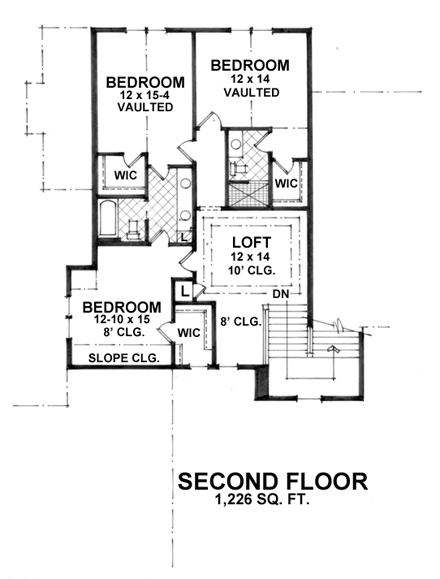 House Plan 42661 Second Level Plan