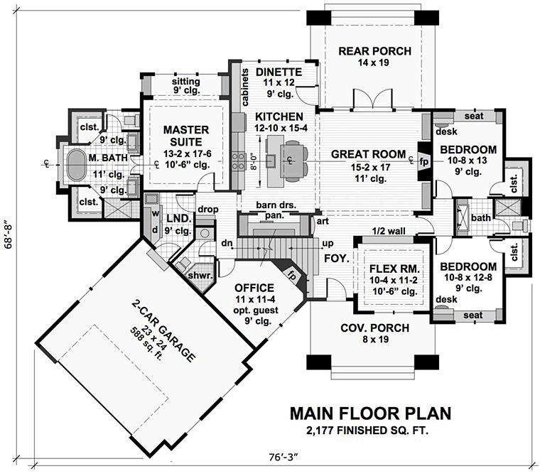 Bungalow Cottage Craftsman Tudor Level One of Plan 42675