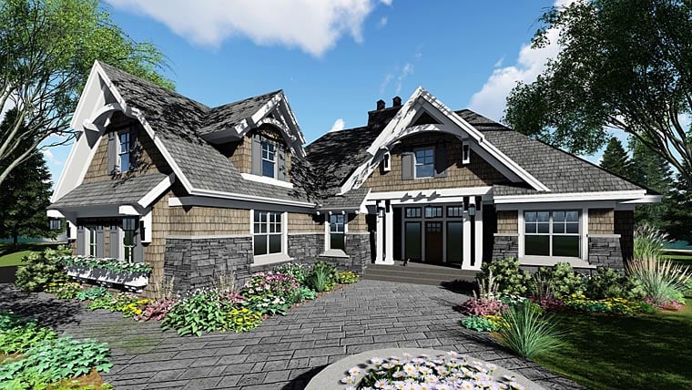 Bungalow, Cottage, Craftsman, Tudor Plan with 2370 Sq. Ft., 4 Bedrooms, 3 Bathrooms, 2 Car Garage Elevation