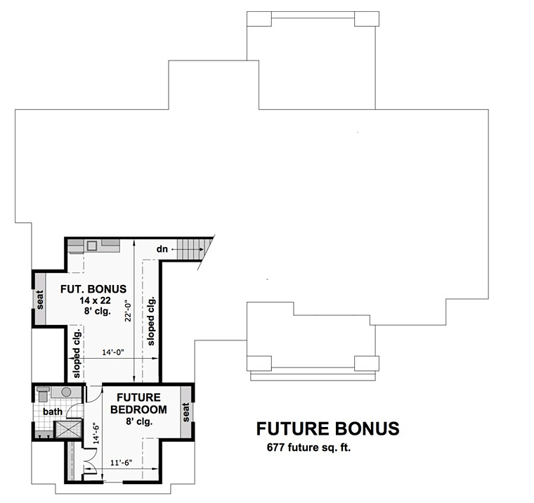 Bungalow Cottage Country Craftsman Tudor Level Two of Plan 42680