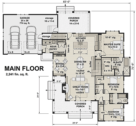 House Plan 42682 First Level Plan