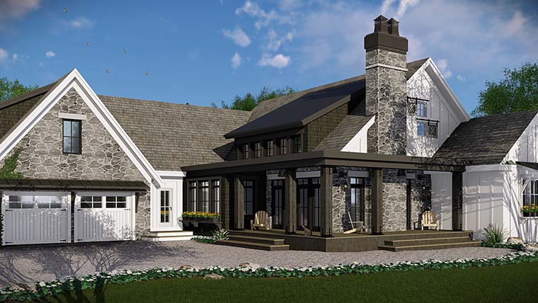 Bungalow, Cottage, Country, Craftsman, Farmhouse, Traditional Plan with 2483 Sq. Ft., 3 Bedrooms, 3 Bathrooms, 2 Car Garage Picture 4