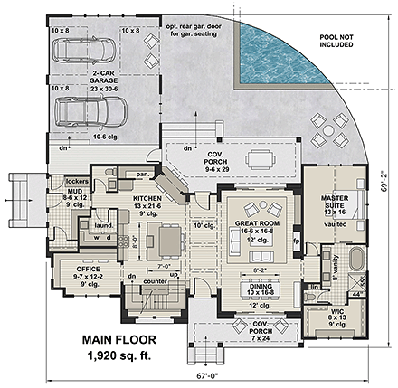 House Plan 42690 First Level Plan