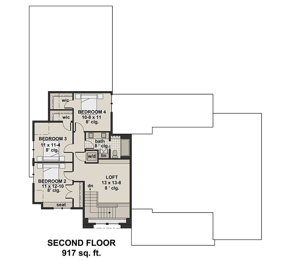 Country Farmhouse Traditional Level Two of Plan 42690