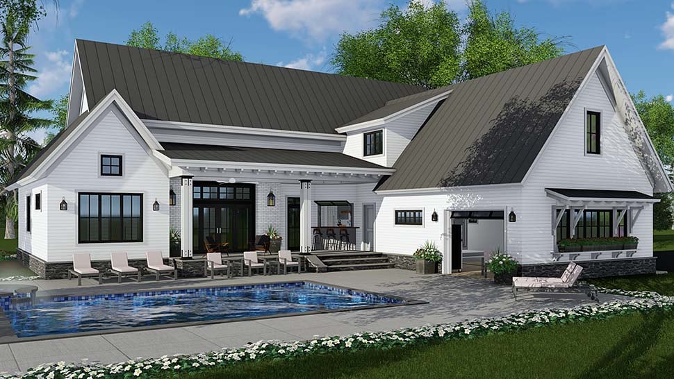 Country Farmhouse Traditional Rear Elevation of Plan 42690