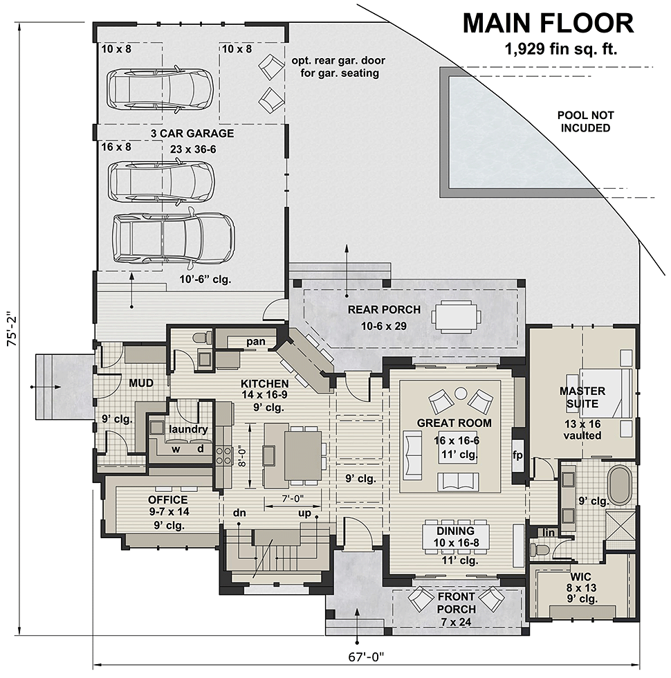 Country Farmhouse Level One of Plan 42693