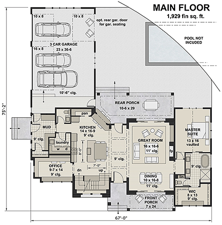 House Plan 42693 First Level Plan