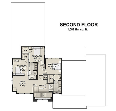 House Plan 42693 Second Level Plan