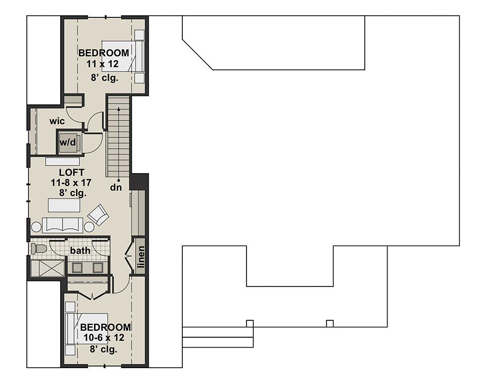 Bungalow Country Craftsman Farmhouse Traditional Level Two of Plan 42694