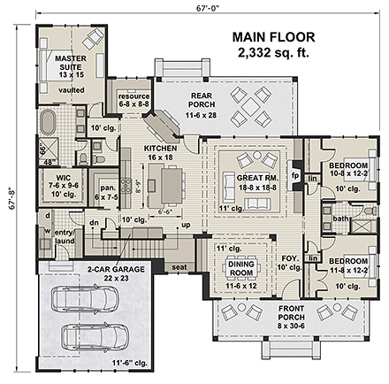 House Plan 42695 First Level Plan
