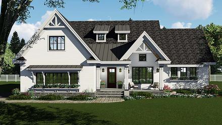 Country Craftsman Farmhouse Southern Elevation of Plan 42696