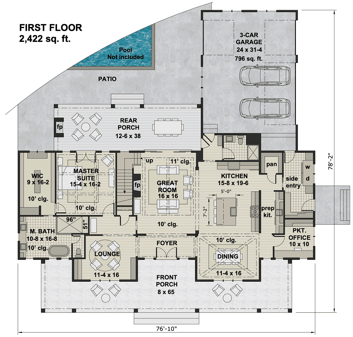 House Plan 42698 Level One