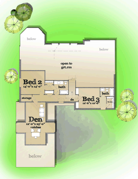 House Plan 42806 Second Level Plan