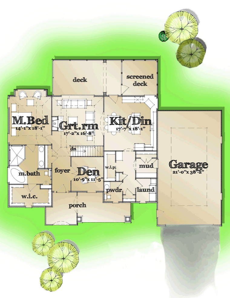 European Ranch Traditional Level One of Plan 42811