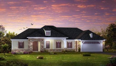 European Ranch Traditional Elevation of Plan 42811