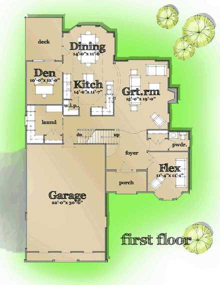 House Plan 42813 First Level Plan