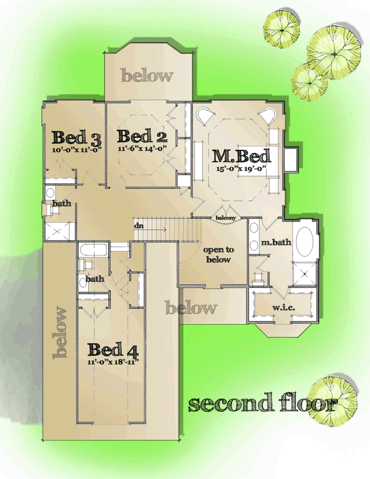 European French Country Tudor Level Two of Plan 42813