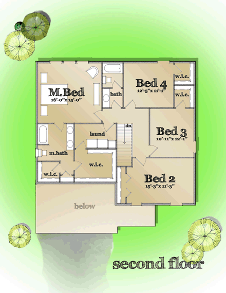 House Plan 42815 Second Level Plan