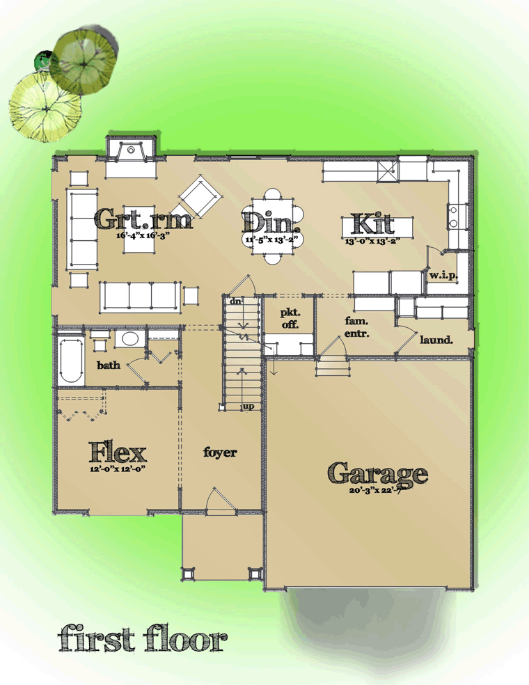 Cottage Craftsman Traditional Level One of Plan 42817