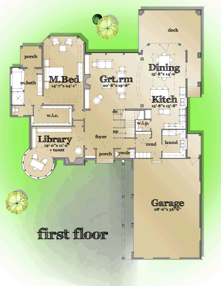 European French Country Tudor Level One of Plan 42820