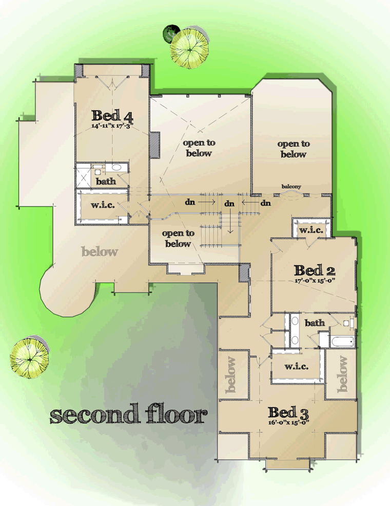 European French Country Tudor Level Two of Plan 42820