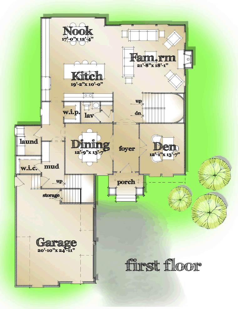 Cape Cod Craftsman Level One of Plan 42821