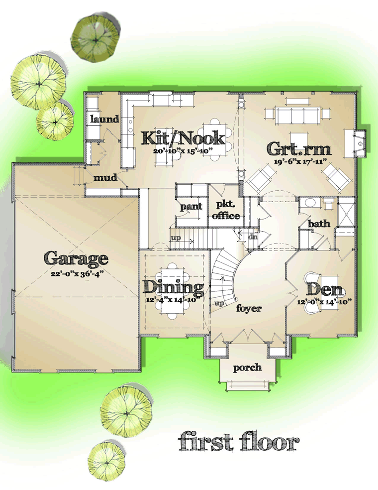 Colonial European Traditional Level One of Plan 42823