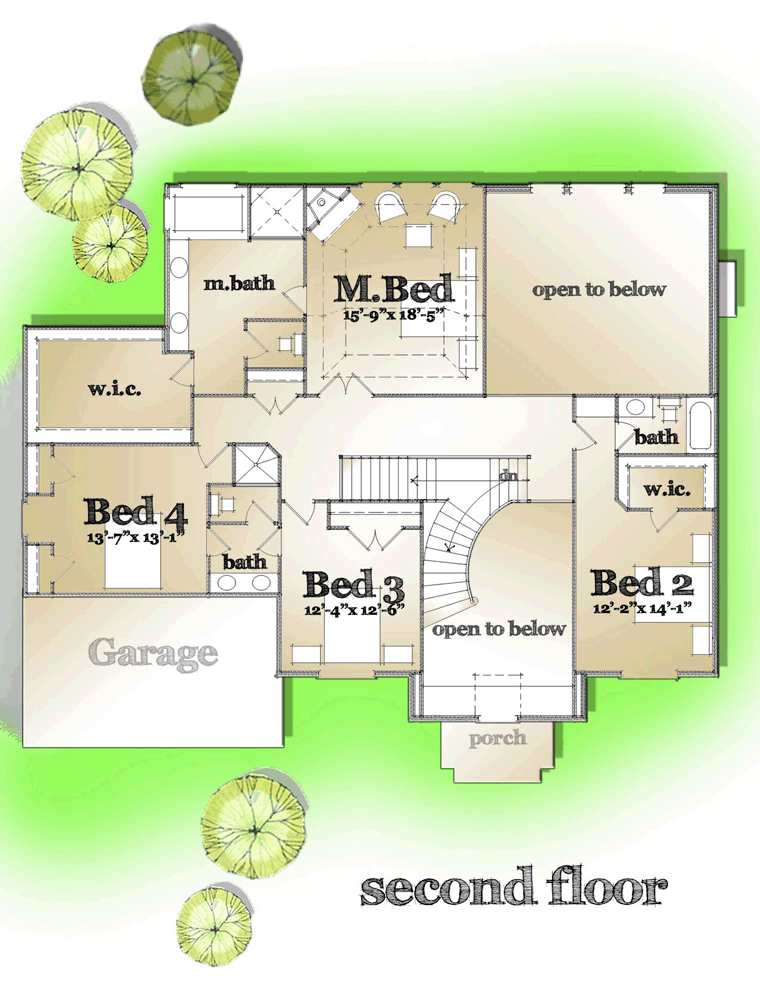 Colonial European Traditional Level Two of Plan 42823