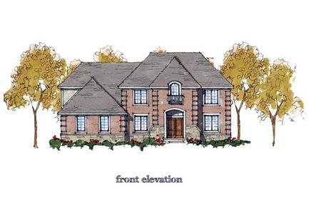Colonial European Traditional Elevation of Plan 42823