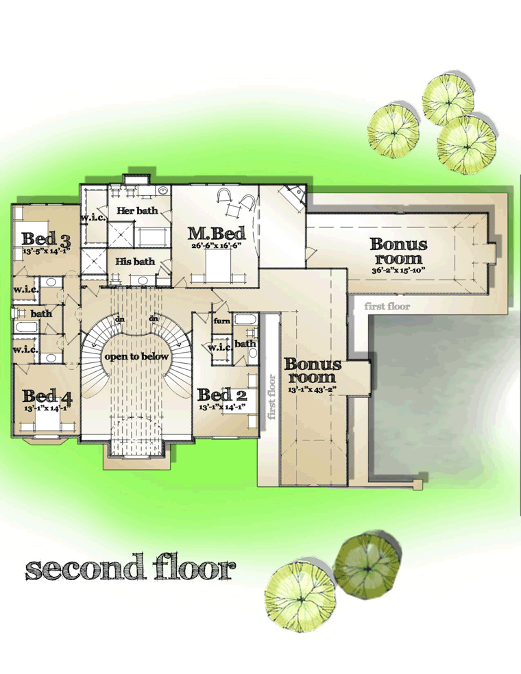 European French Country Tudor Level Two of Plan 42824