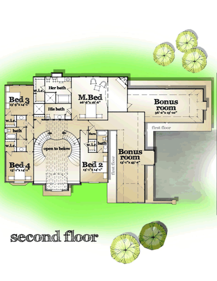 House Plan 42824 Second Level Plan