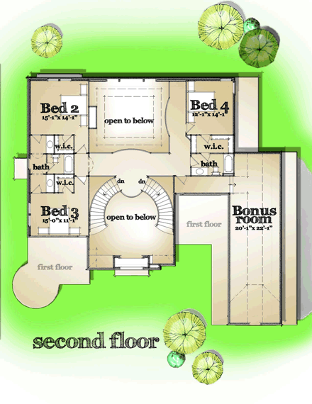 House Plan 42825 Second Level Plan