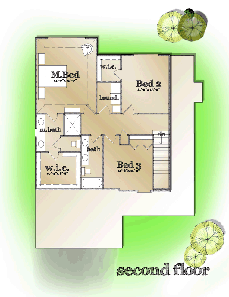 Cottage Country Craftsman Farmhouse Traditional Level Two of Plan 42826