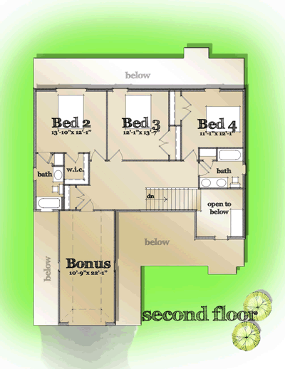 House Plan 42834 Second Level Plan