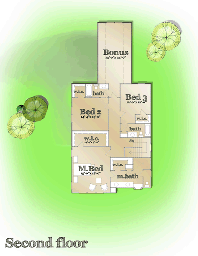 House Plan 42840 Second Level Plan