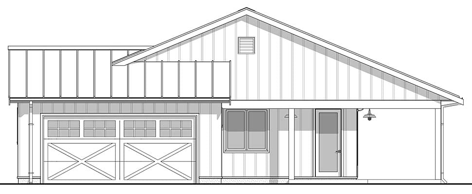 Barndominium, Country, Farmhouse Plan with 1543 Sq. Ft., 3 Bedrooms, 2 Bathrooms, 2 Car Garage Picture 4