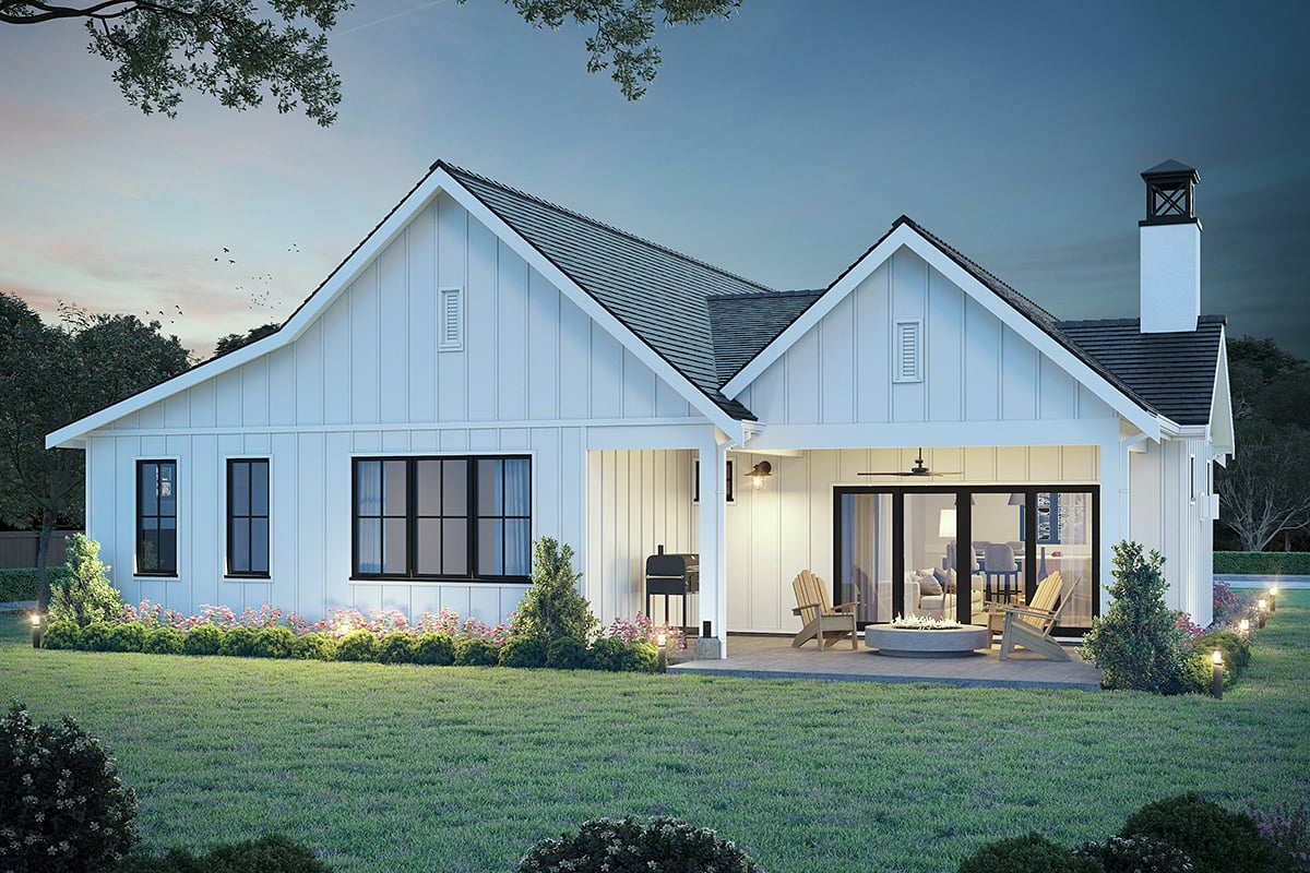 Country Farmhouse Ranch Rear Elevation of Plan 42903