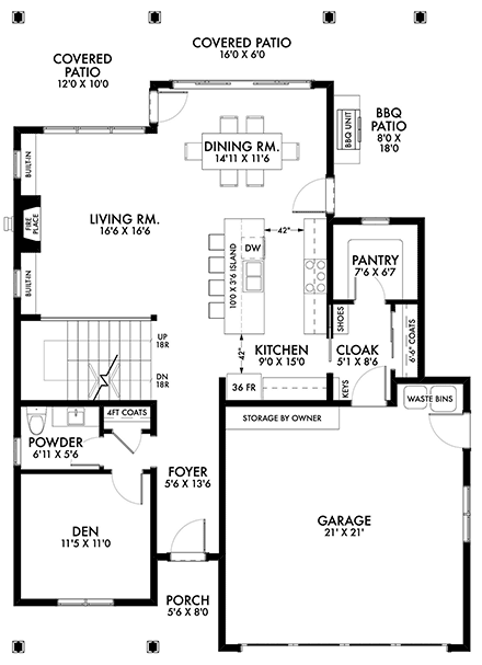 House Plan 42904 First Level Plan