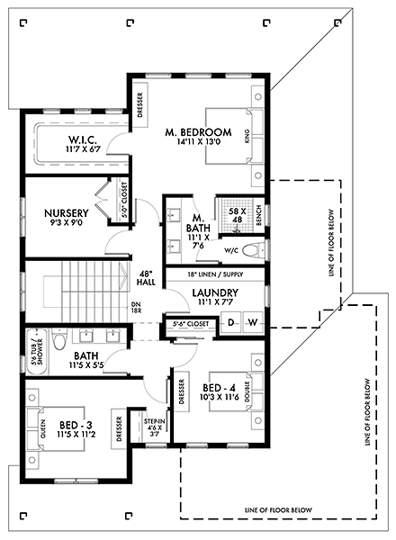 House Plan 42904 Second Level Plan