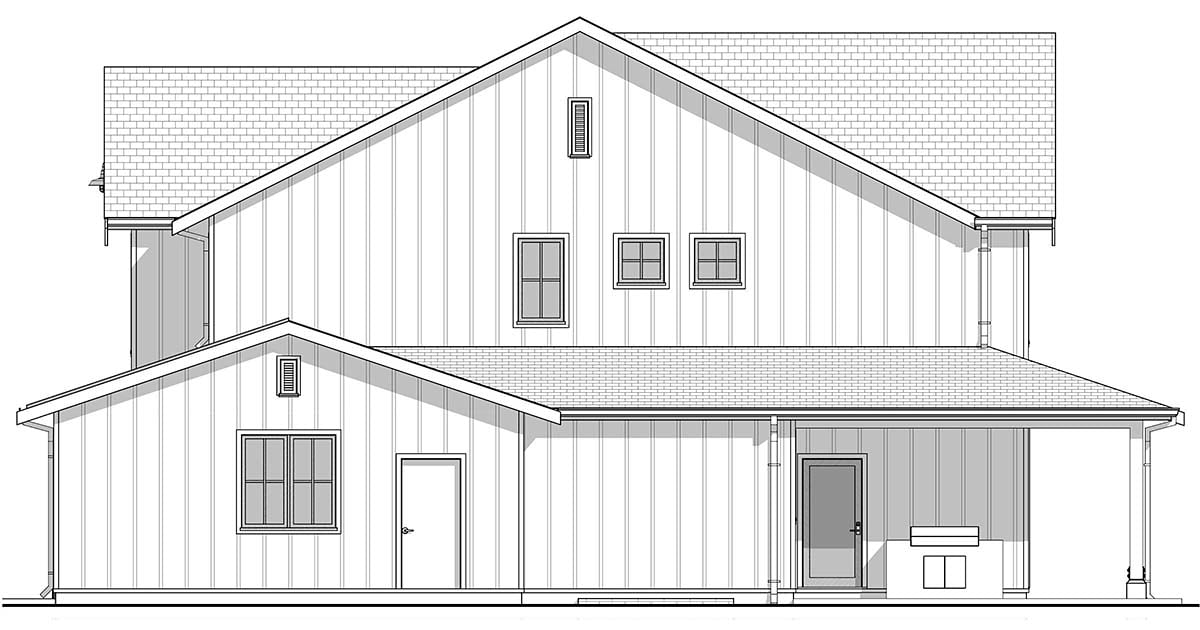 Country, Farmhouse Plan with 2272 Sq. Ft., 4 Bedrooms, 3 Bathrooms, 2 Car Garage Picture 2