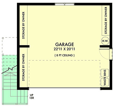 Garage-Living Plan 42906 First Level Plan