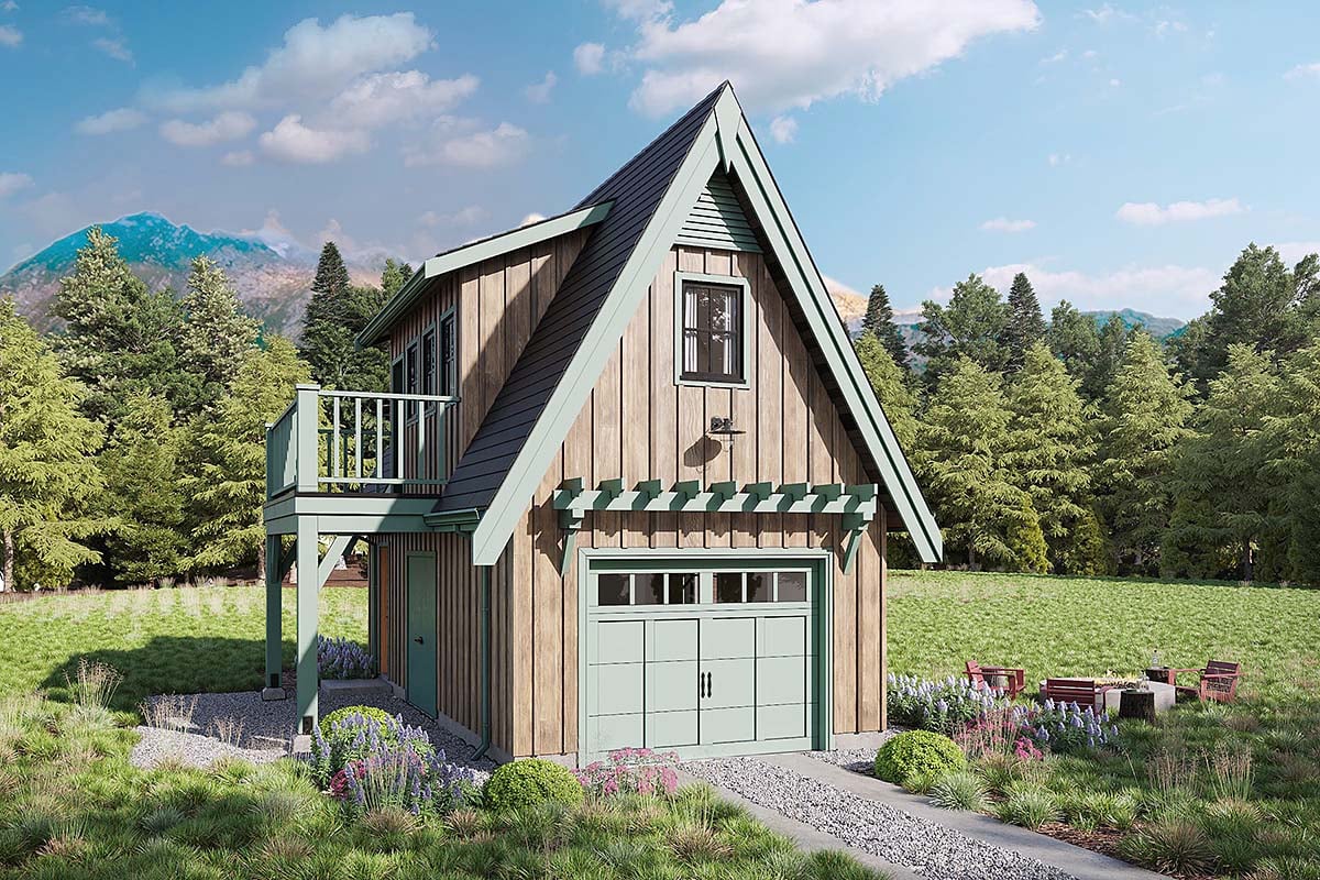 A-Frame, Tudor Plan with 393 Sq. Ft., 1 Bedrooms, 1 Bathrooms, 1 Car Garage Elevation