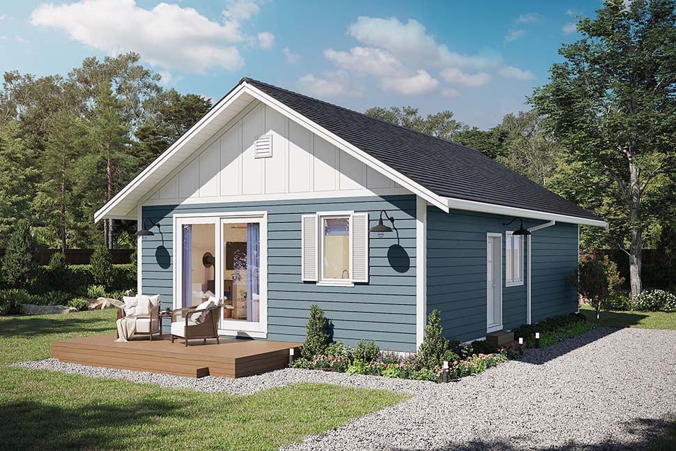 Country, Traditional Plan with 900 Sq. Ft., 3 Bedrooms, 1 Bathrooms Picture 5