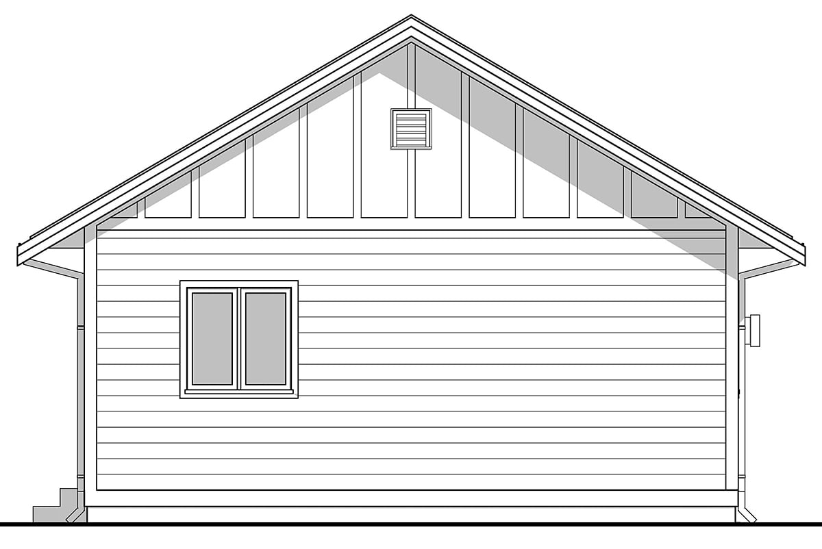 Country, Traditional Plan with 900 Sq. Ft., 3 Bedrooms, 1 Bathrooms Rear Elevation