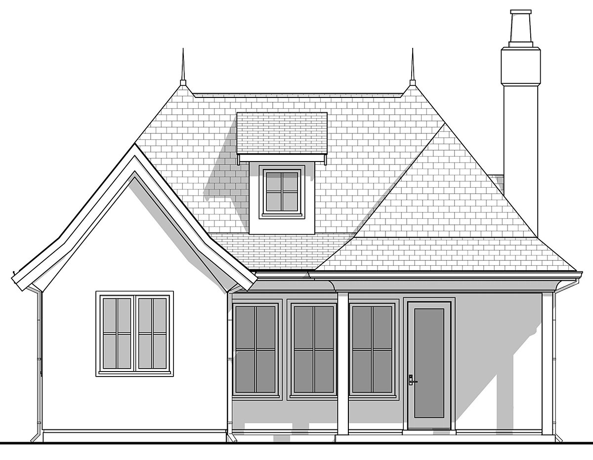 Cottage European Rear Elevation of Plan 42911