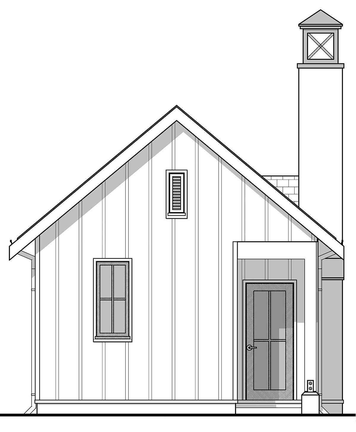 Country, Farmhouse, Traditional Plan with 400 Sq. Ft., 1 Bedrooms, 1 Bathrooms Rear Elevation