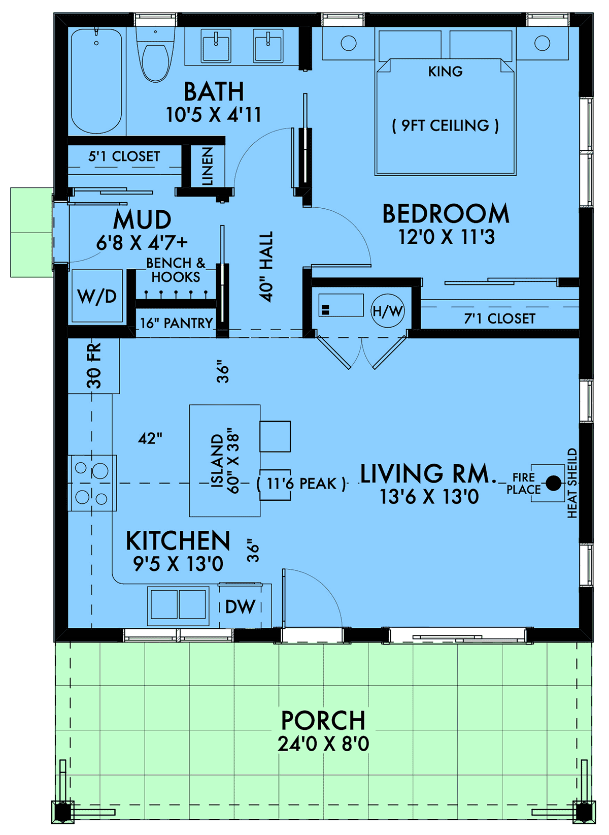 Cabin Farmhouse Level One of Plan 42920