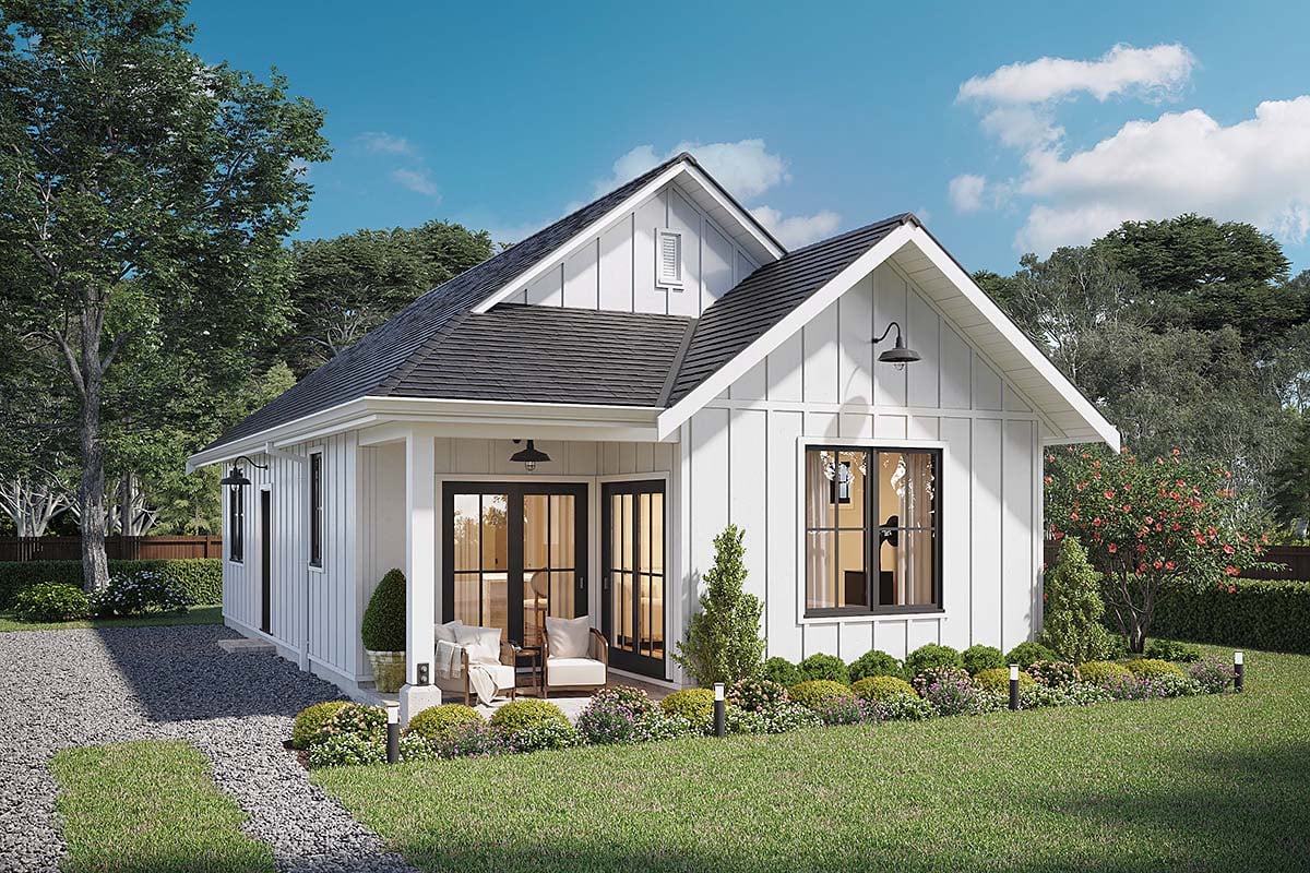 Farmhouse Plan with 897 Sq. Ft., 2 Bedrooms, 2 Bathrooms Elevation