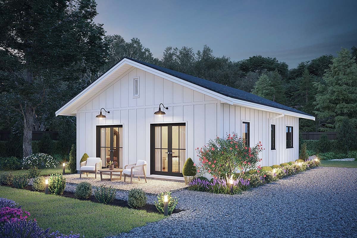 Cottage, Country, Farmhouse Plan with 800 Sq. Ft., 2 Bedrooms, 2 Bathrooms Elevation